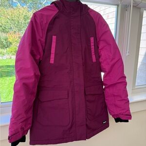 Lands' End Black and Burgundy Quilted Jacket